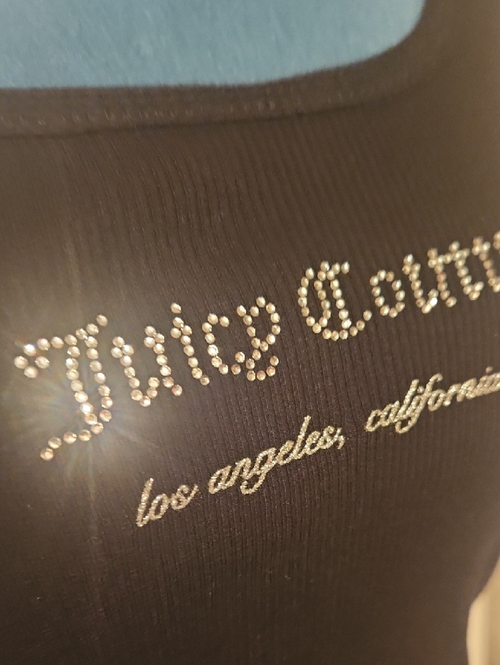 Juicy Couture Black Rhinestone Logo Ribbed Tank Xsmall - Picture 10 of 13